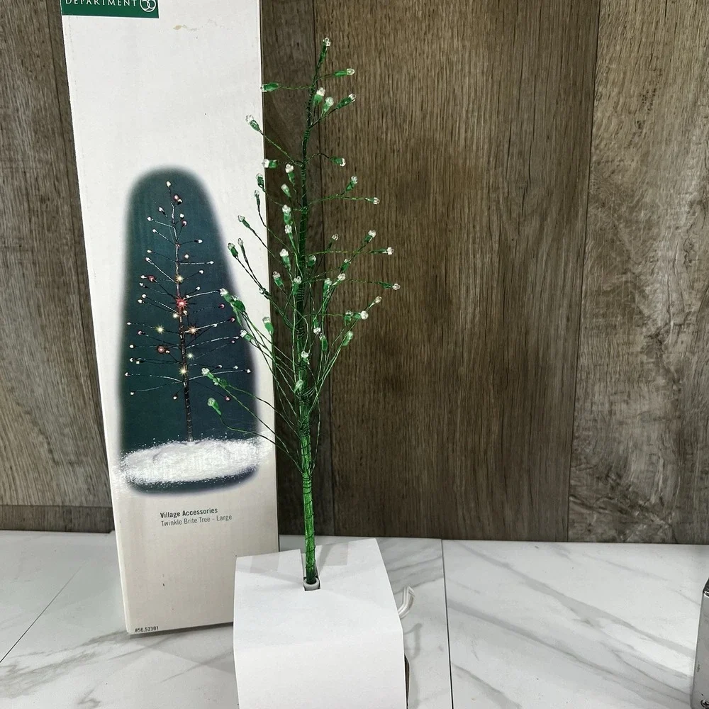 Department 56 Village Accessory LARGE Twinkle Brite Trees Set of 2 MULTICOLOR
